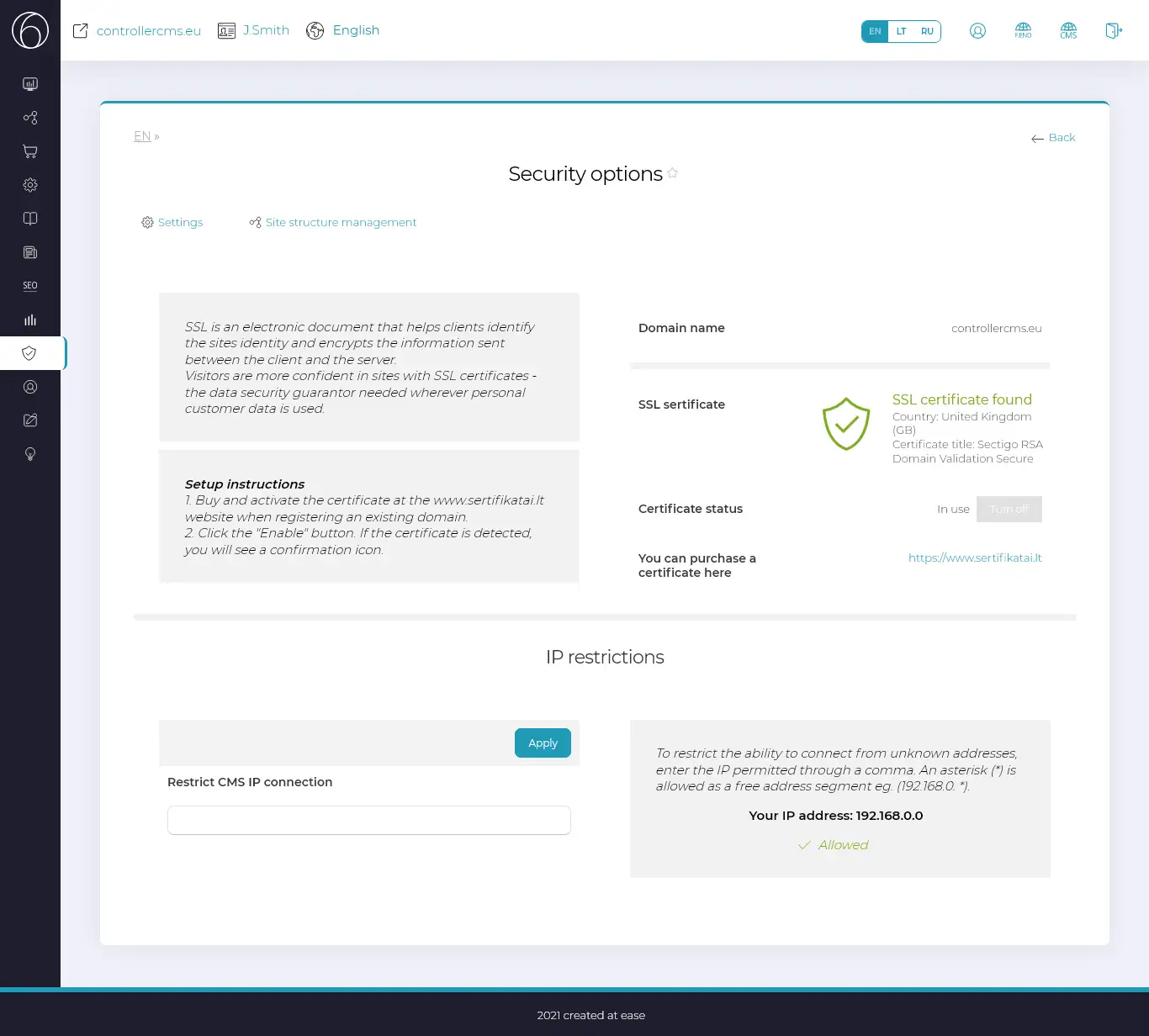 CMS screenshot